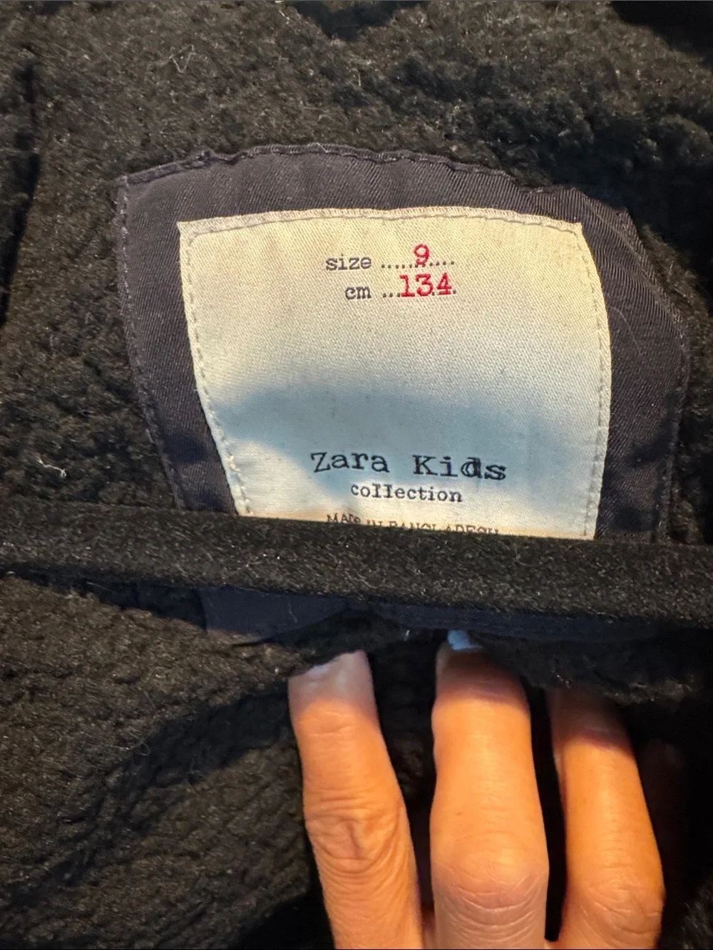 Zara Kids Black Hooded Puffer Coat with Faux Fur Trim